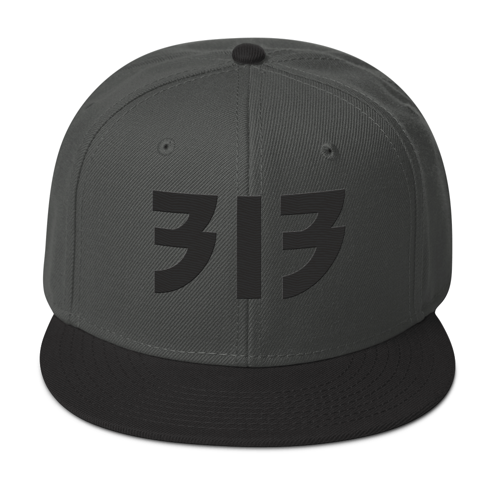 Detroit '313' Snapback (Glam Font) | 6-Panel - Black