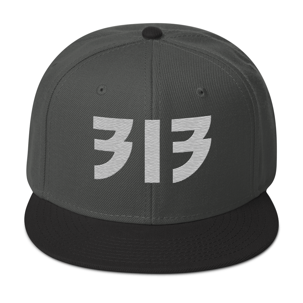 Detroit '313' Snapback (Glam Font) | 6-Panel - Platinum