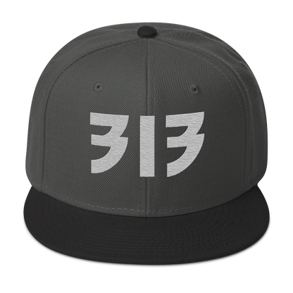 Detroit '313' Snapback (Glam Font) | 6-Panel - Platinum