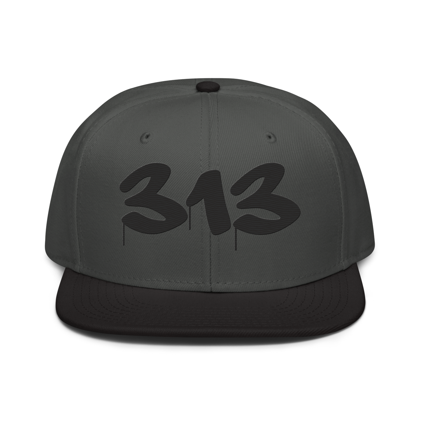 Detroit '313' Snapback (Tag Font) | 6-Panel - Black