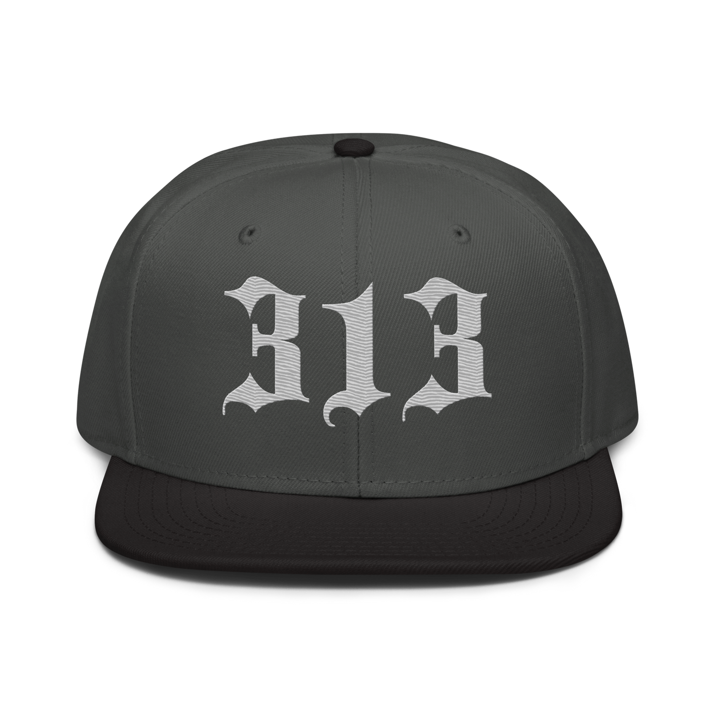 Detroit '313' Snapback (Old English Font) | 6-Panel - Platinum