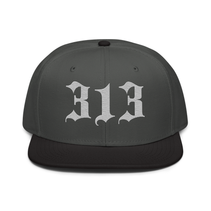 Detroit '313' Snapback (Old English Font) | 6-Panel - Platinum