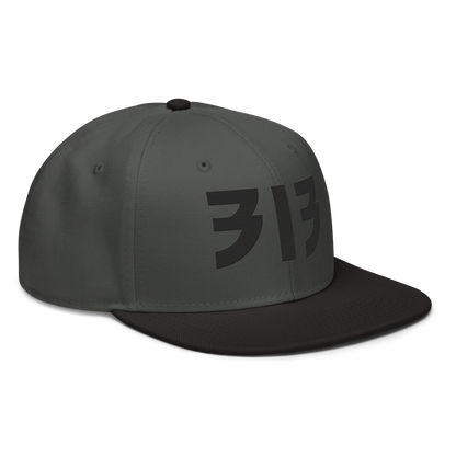 Detroit '313' Snapback (Glam Font) | 6-Panel - Black