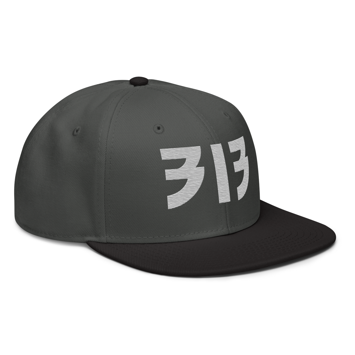 Detroit '313' Snapback (Glam Font) | 6-Panel - Platinum