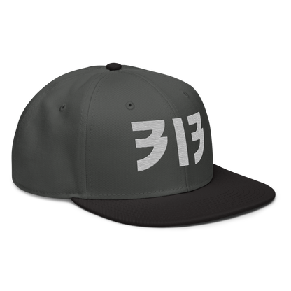 Detroit '313' Snapback (Glam Font) | 6-Panel - Platinum