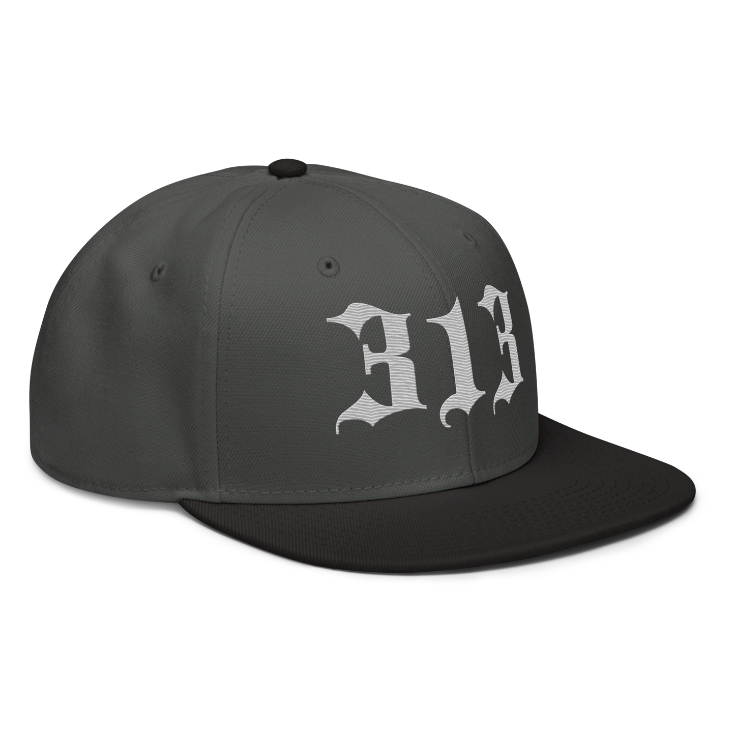 Detroit '313' Snapback (Old English Font) | 6-Panel - Platinum