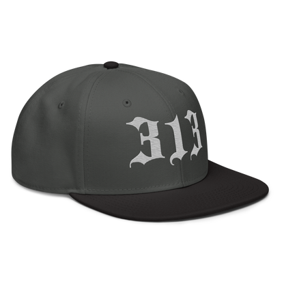 Detroit '313' Snapback (Old English Font) | 6-Panel - Platinum