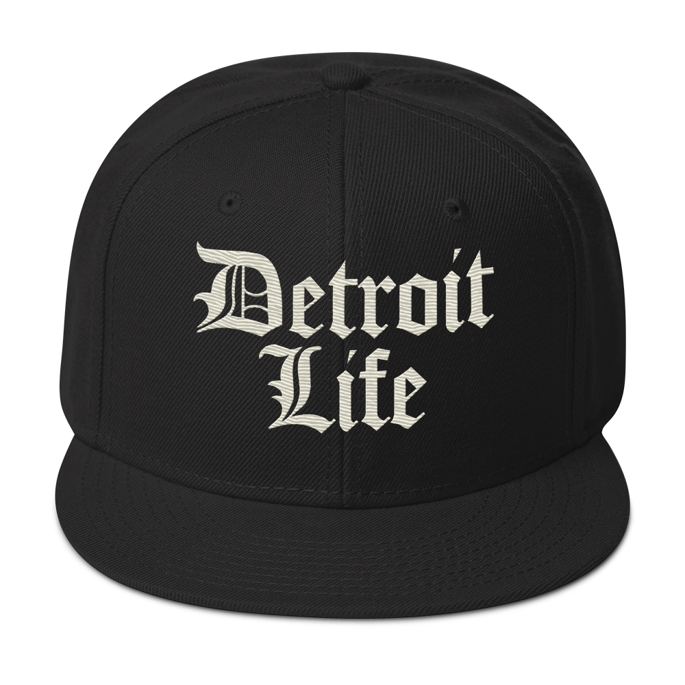 'Detroit Life' Flat Bill Snapback (Ivory White) | 6-Panel