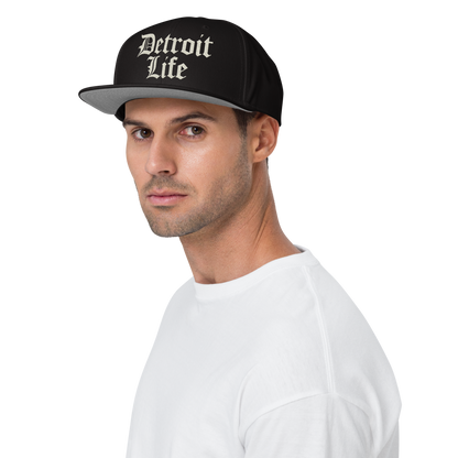 'Detroit Life' Flat Bill Snapback (Ivory White) | 6-Panel