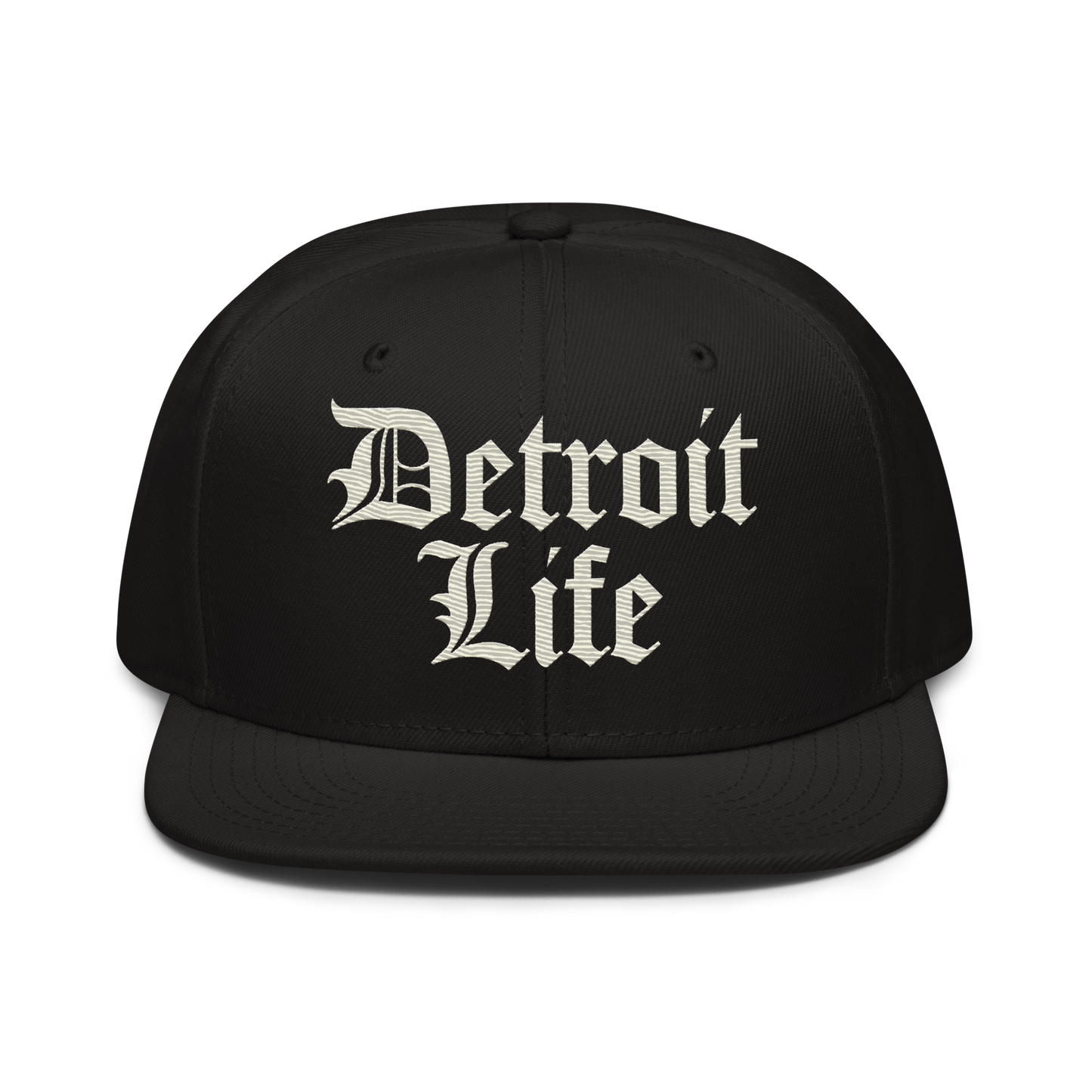 'Detroit Life' Flat Bill Snapback (Ivory White) | 6-Panel