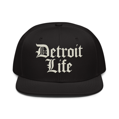 'Detroit Life' Flat Bill Snapback (Ivory White) | 6-Panel