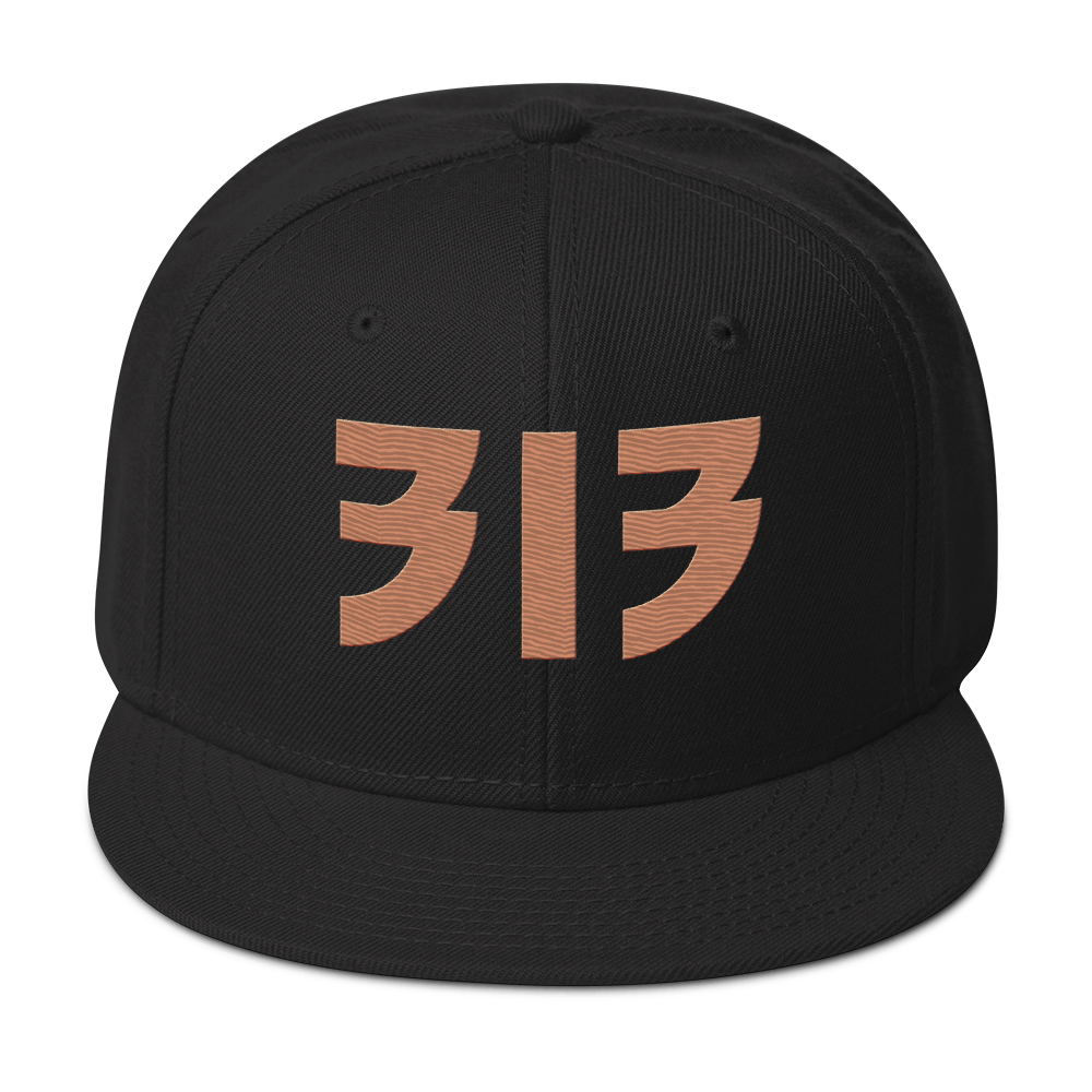 Detroit '313' Snapback (Glam Font) | 6-Panel - Copper