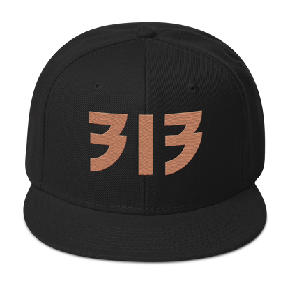 Detroit '313' Snapback (Glam Font) | 6-Panel - Copper