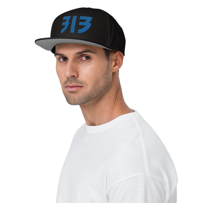 Detroit '313' Snapback (Glam Font) | 6-Panel - Azure