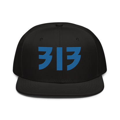 Detroit '313' Snapback (Glam Font) | 6-Panel - Azure