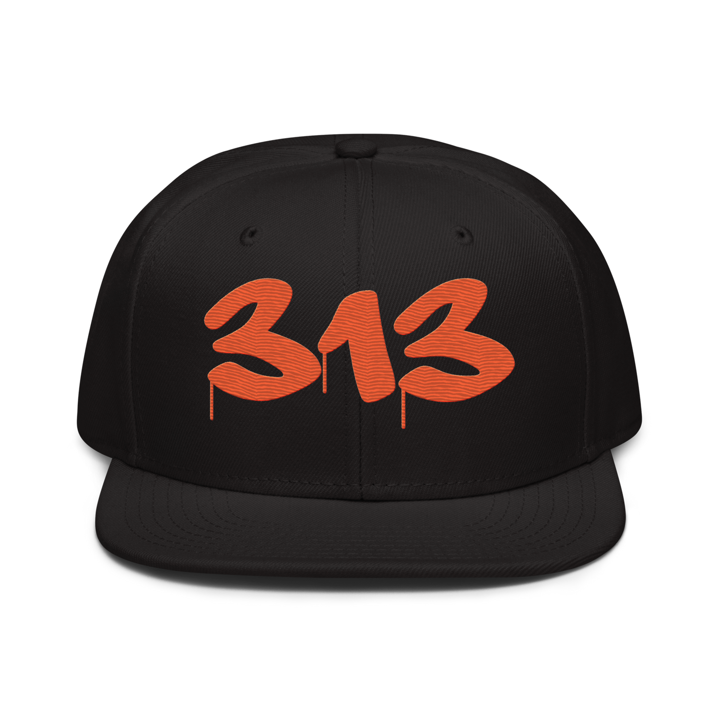 Detroit '313' Snapback (Tag Font) | 6-Panel - Orange