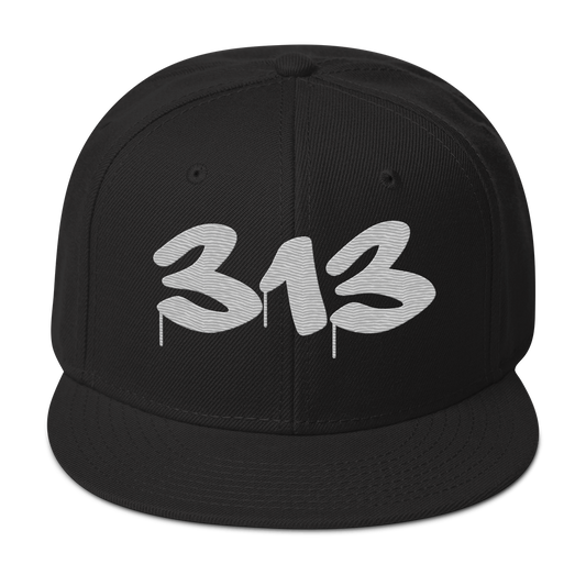 Detroit '313' Snapback (Tag Font) | 6-Panel - Platinum