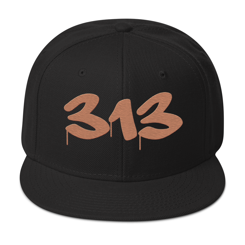 Detroit '313' Snapback (Tag Font) | 6-Panel - Copper