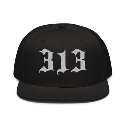 Detroit '313' Snapback (Old English Font) | 6-Panel - Platinum