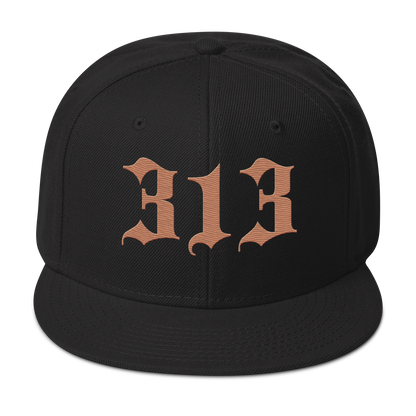 Detroit '313' Snapback (Old English Font) | 6-Panel - Copper