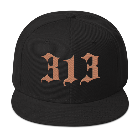 Detroit '313' Snapback (Old English Font) | 6-Panel - Copper