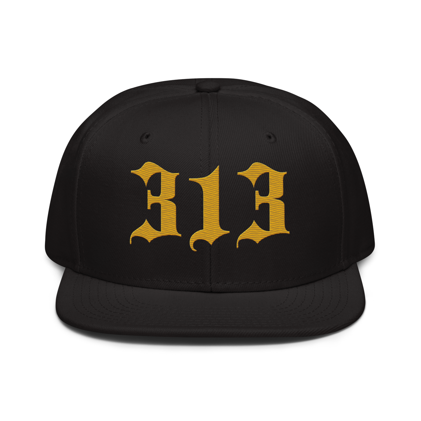 Detroit '313' Snapback (Old English Font) | 6-Panel - Gold