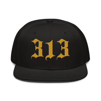 Detroit '313' Snapback (Old English Font) | 6-Panel - Gold