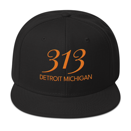 '313 Detroit Michigan' Snapback | 6-Panel - Orange