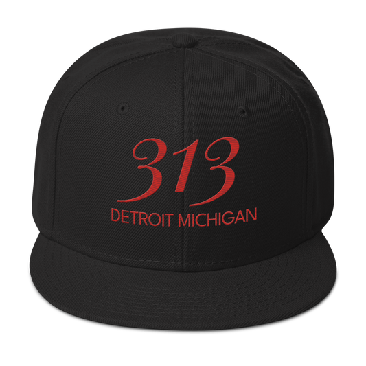 '313 Detroit Michigan' Snapback | 6-Panel - Aliform Red