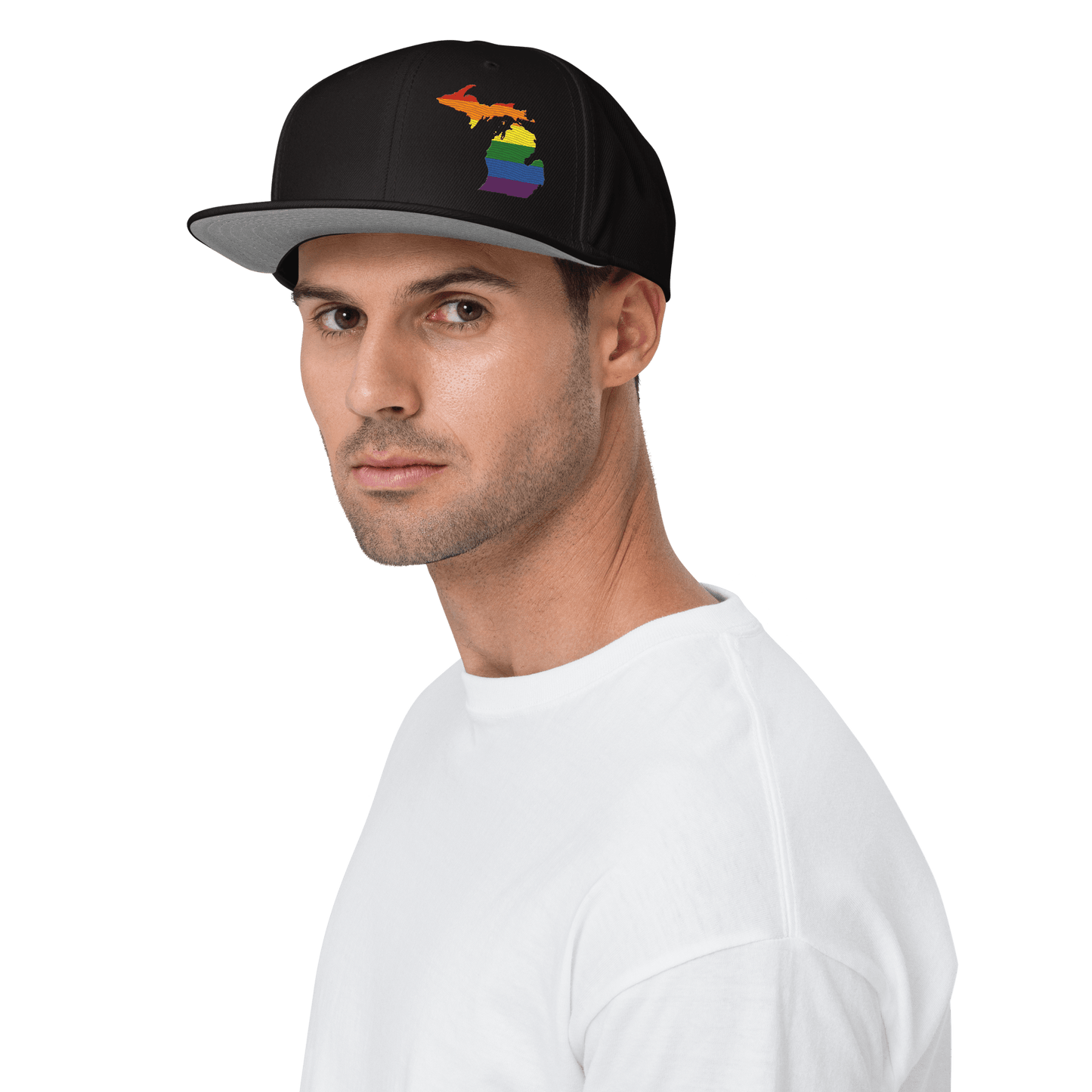 Michigan Snapback | 6-Panel - Rainbow Pride Outline