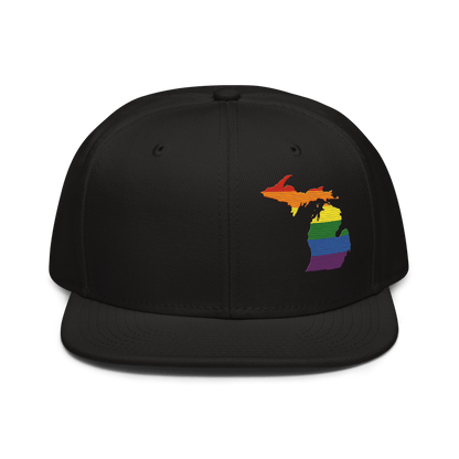 Michigan Snapback | 6-Panel - Rainbow Pride Outline