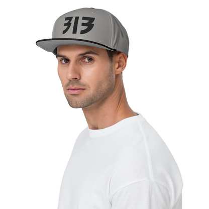 Detroit '313' Snapback (Glam Font) | 6-Panel - Black