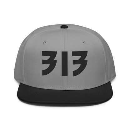 Detroit '313' Snapback (Glam Font) | 6-Panel - Black