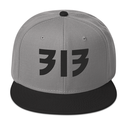 Detroit '313' Snapback (Glam Font) | 6-Panel - Black