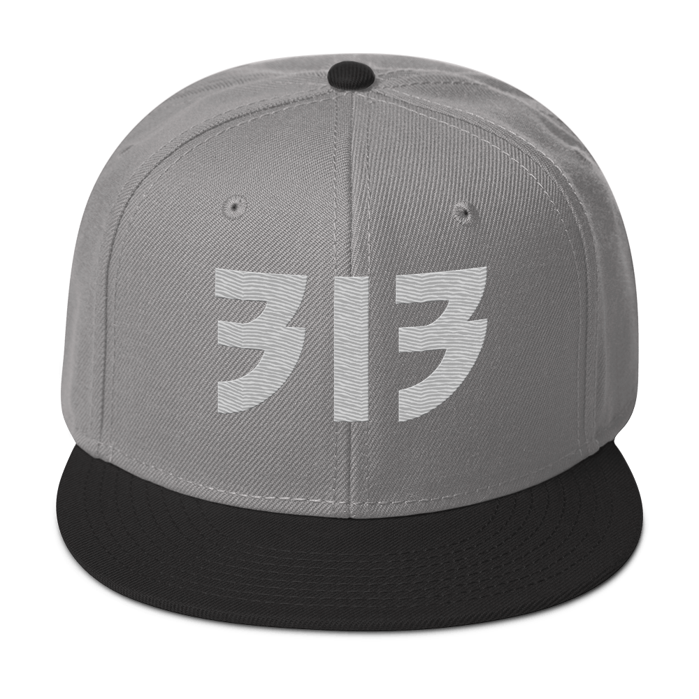 Detroit '313' Snapback (Glam Font) | 6-Panel - Platinum