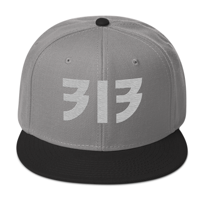 Detroit '313' Snapback (Glam Font) | 6-Panel - Platinum