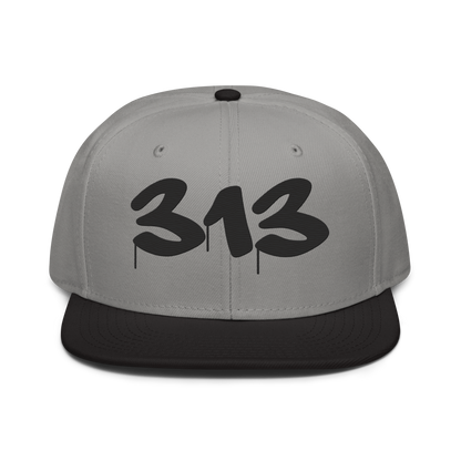 Detroit '313' Snapback (Tag Font) | 6-Panel - Black