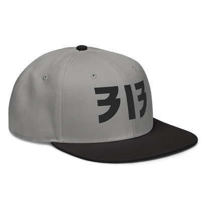 Detroit '313' Snapback (Glam Font) | 6-Panel - Black