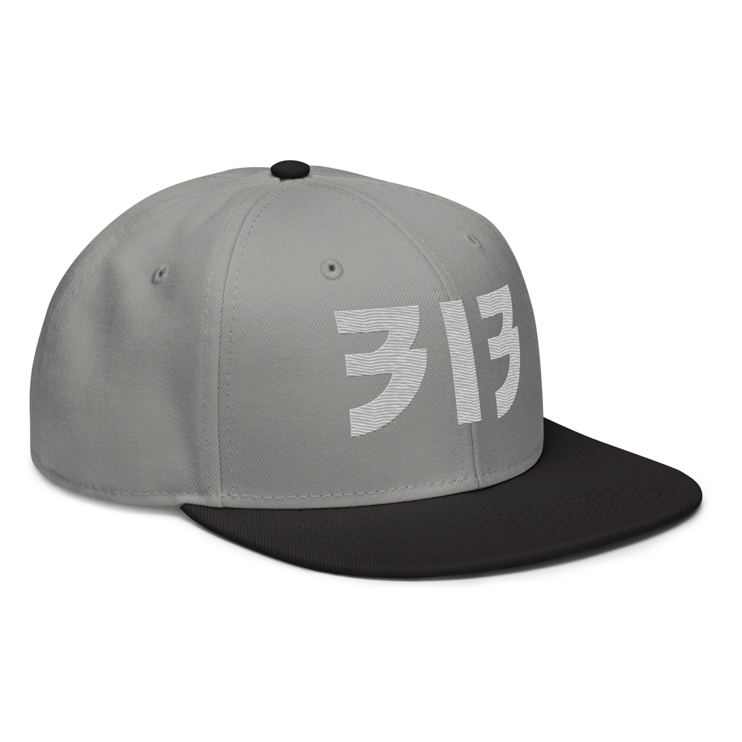 Detroit '313' Snapback (Glam Font) | 6-Panel - Platinum