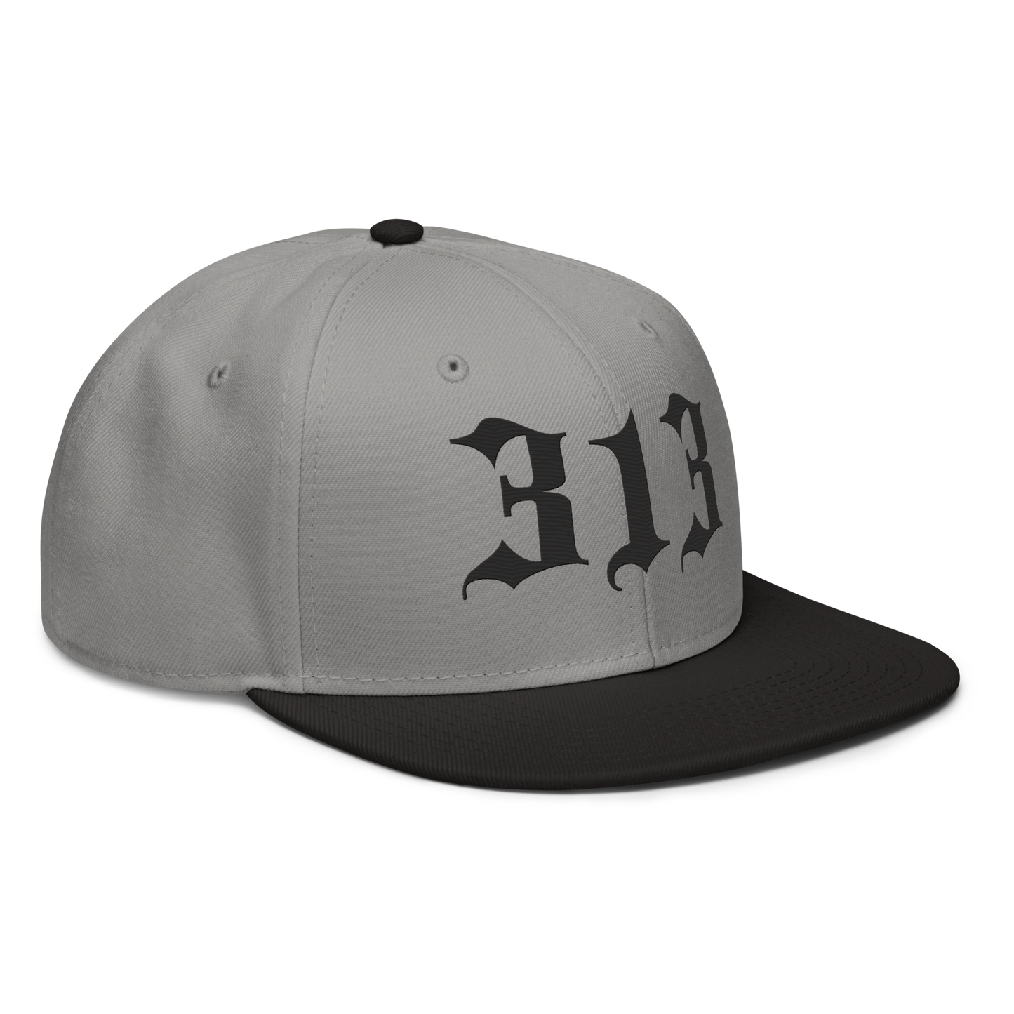 Detroit '313' Snapback (Old English Font) | 6-Panel - Black