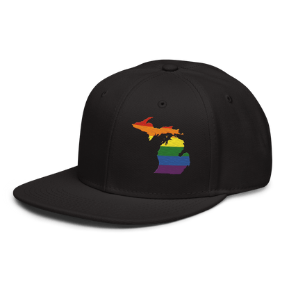 Michigan Snapback | 6-Panel - Rainbow Pride Outline