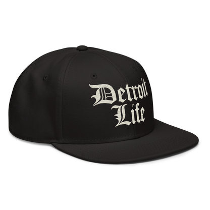 'Detroit Life' Flat Bill Snapback (Ivory White) | 6-Panel