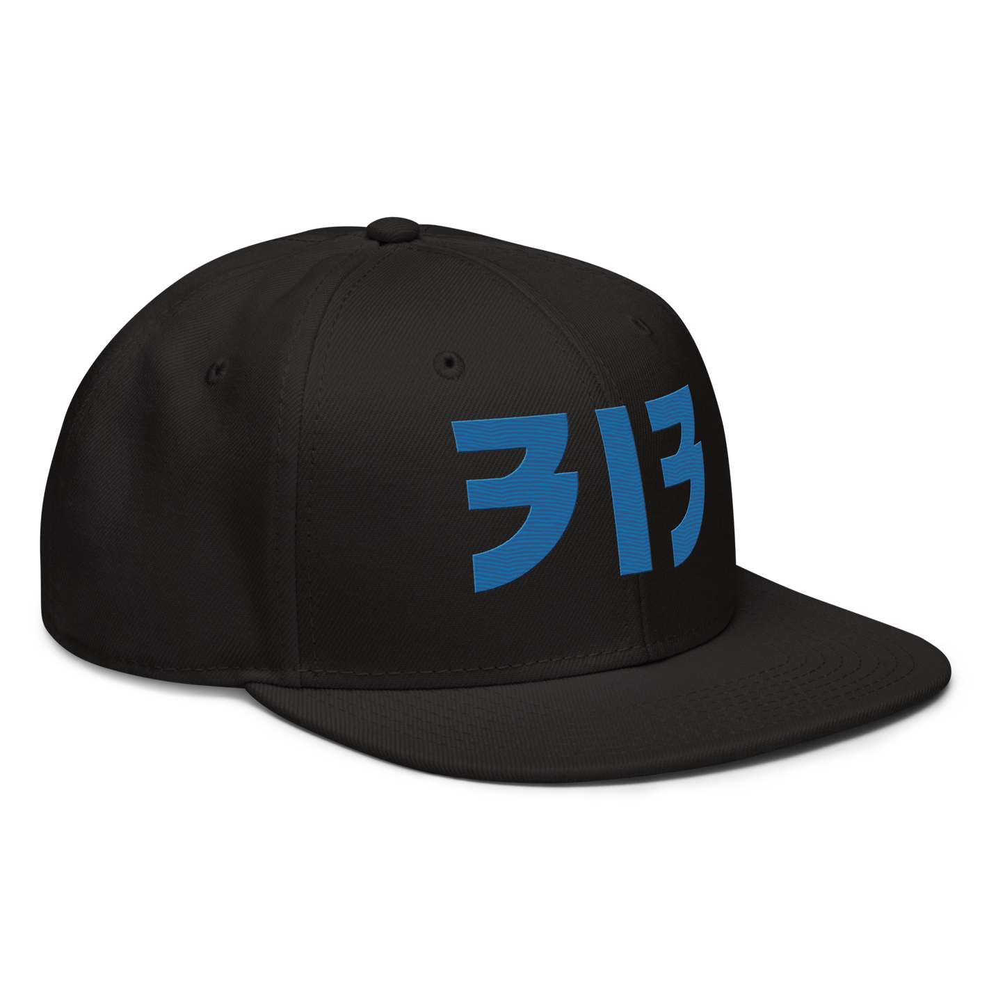 Detroit '313' Snapback (Glam Font) | 6-Panel - Azure