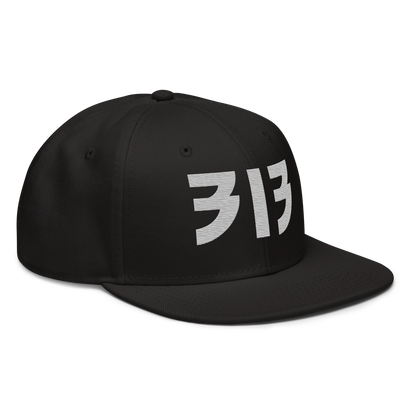 Detroit '313' Snapback (Glam Font) | 6-Panel - Platinum