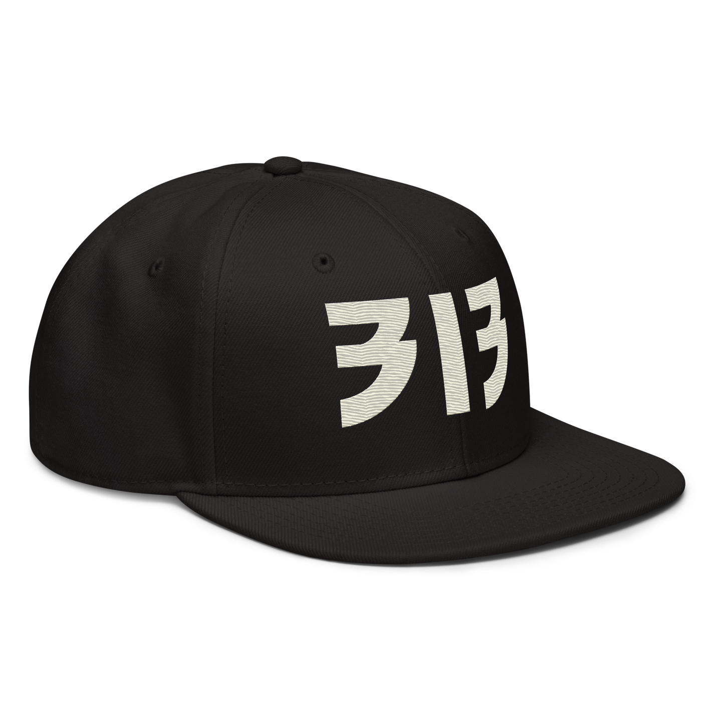 Detroit '313' Snapback (Glam Font) | 6-Panel - Ivory White