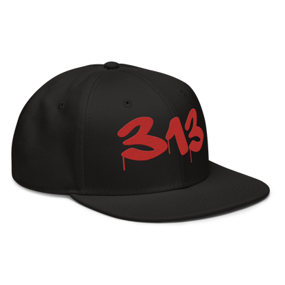 Detroit '313' Snapback (Tag Font) | 6-Panel - Aliform Red