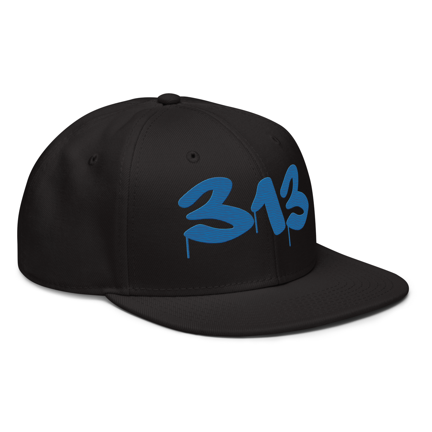 Detroit '313' Snapback (Tag Font) | 6-Panel - Azure