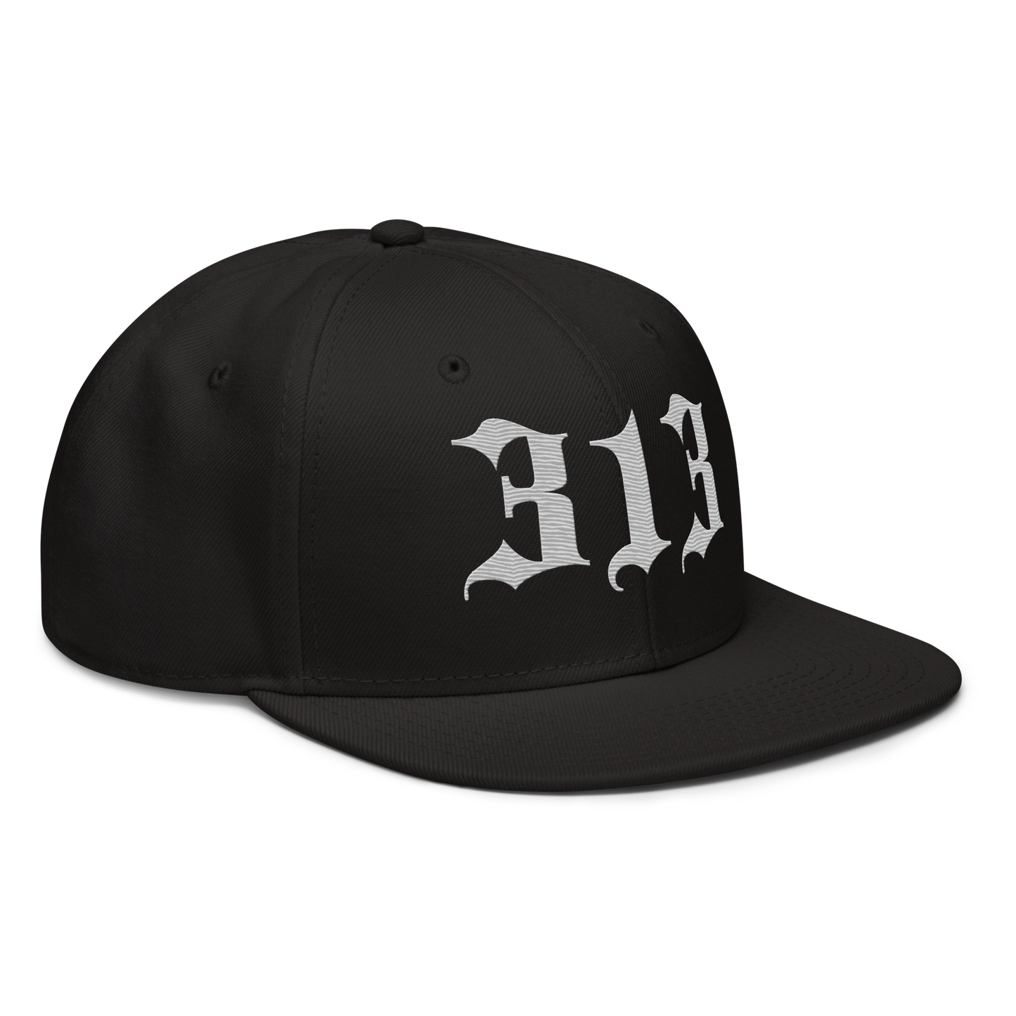 Detroit '313' Snapback (Old English Font) | 6-Panel - Platinum