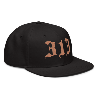 Detroit '313' Snapback (Old English Font) | 6-Panel - Copper