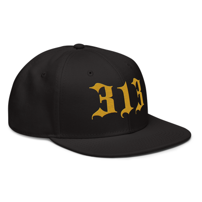 Detroit '313' Snapback (Old English Font) | 6-Panel - Gold